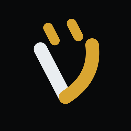 The vigge.pro logo: a white and gold V with two short gold ticks above it, on a near-black square