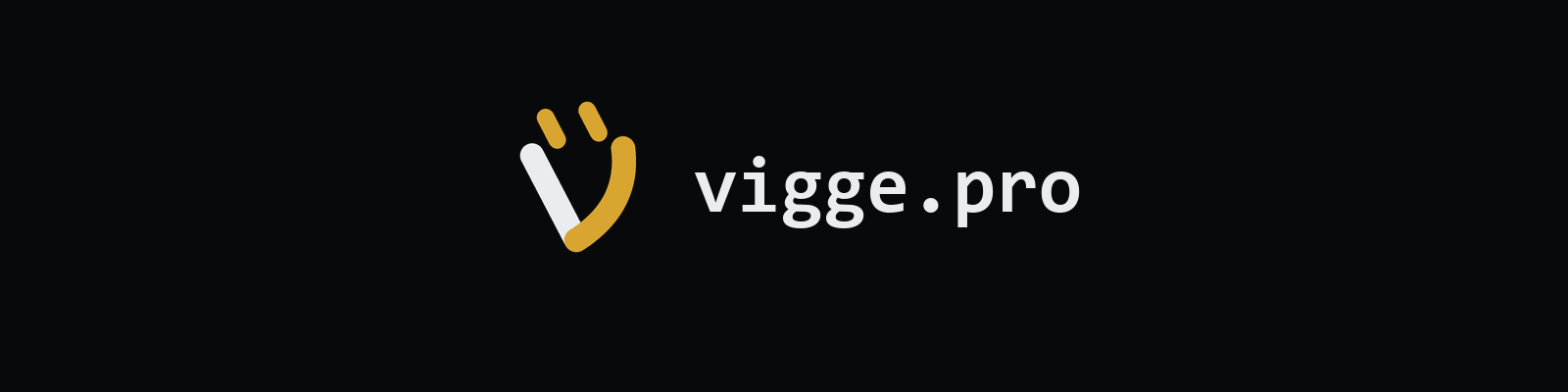 vigge.pro wordmark on dark: the gold V logo next to the name vigge.pro