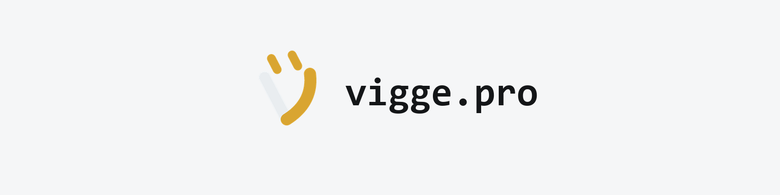 vigge.pro wordmark on light: the gold V logo next to the name vigge.pro